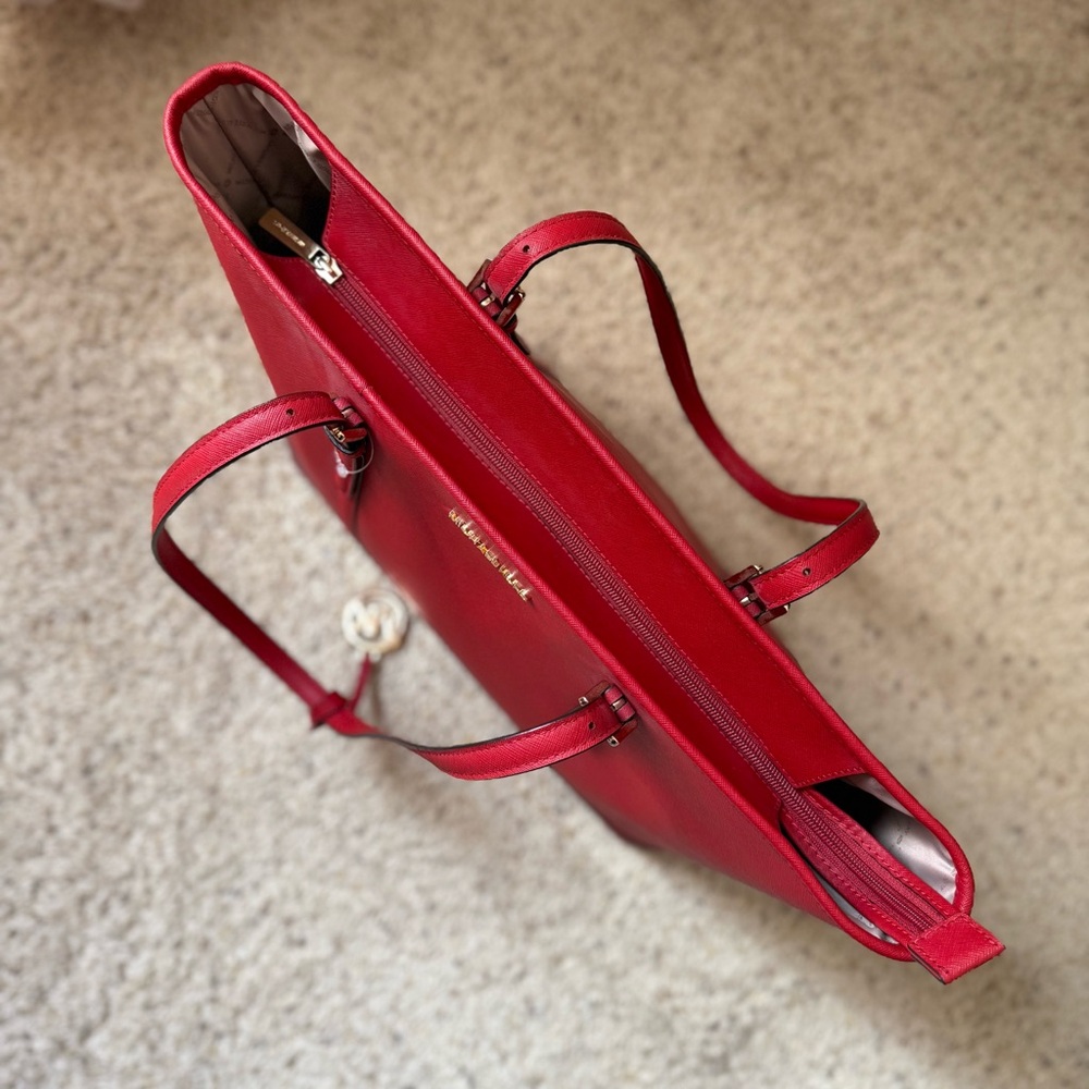 Michael Kors Large Red Leather Tote - Picture 7 of 13